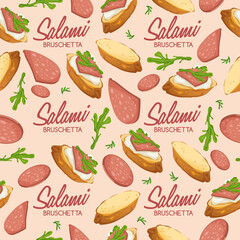 Set of Bruschetta : Delicious Italian appetizer : Vector Illustration