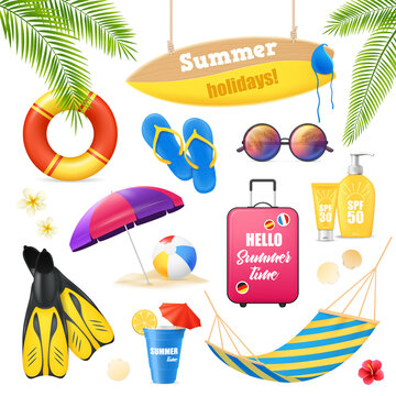 Beach Vacation Realistic Items Set 