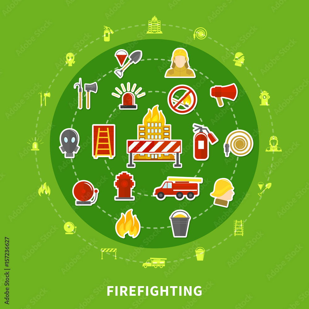 Wall mural Firefighting Flat Concept