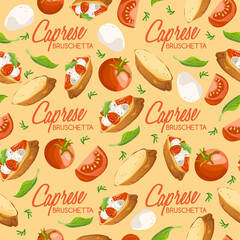 Set of Bruschetta : Delicious Italian appetizer : Vector Illustration