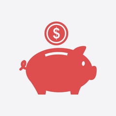 Piggy bank icon. Pictograph of moneybox. Flat design.