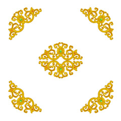 Pattern of gold Stucco frame carve on white background