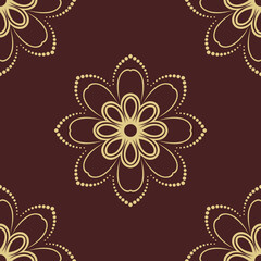 Floral golden ornament. Seamless abstract classic background with flowers. Pattern with repeating elements