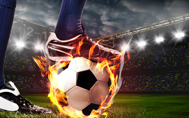 legs of soccer or football player at stadium