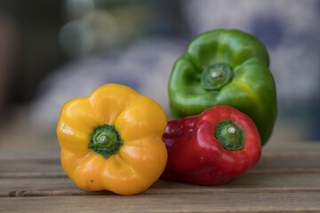 Colorful peppers: red, green, yellow