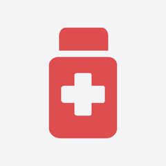 Drugs sign icon. Pack with pills. Flat design style. 