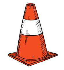 traffic cone in hand drawn