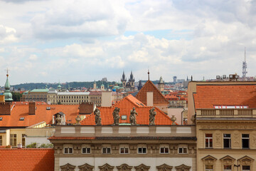 Panorama of Prague, red roofs