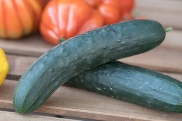 Two green cucumbers