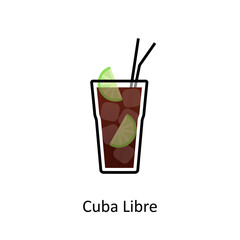 Cuba Libre cocktail icon in flat style