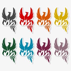Stylized graphic phoenix bird
