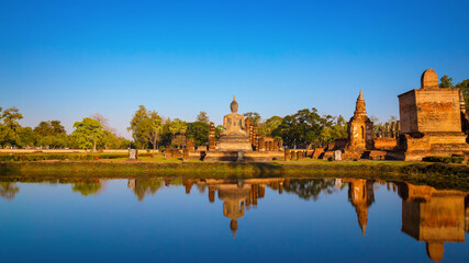 Wat Mahathat Temple at Sukhothai Historical Park, a UNESCO World Heritage Site in Thailand