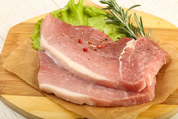 Raw pork steak