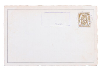 Vintage blank postcard with belgium meter stamp from 1939