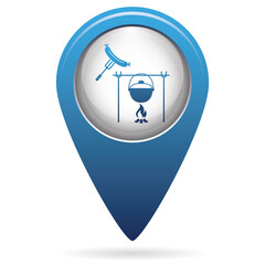 Fire, pot and sausage icon