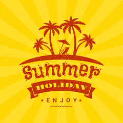 Fototapeta na wymiar Summer holidays poster. Typography retro style badge. Vector illustration on textured background