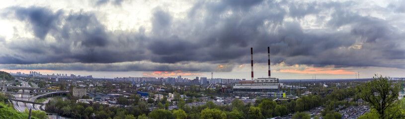 Panorama of buildings at a nuclear power station