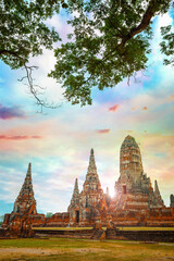 Plakat Wat Chaiwatthanaram temple in Ayuthaya Historical Park, a UNESCO world heritage site, Thailand