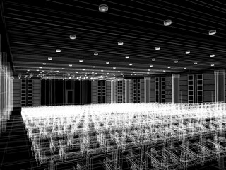 sketch design of interior auditorium  ,3d  render