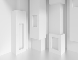 White Column Interior. Creative Modern Industrial Concept