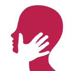 Vector sign,  hand on face. Passion and love concept