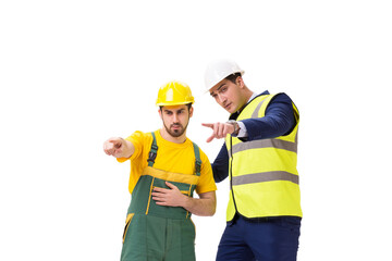 Two workers isolated on the white background