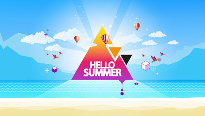 Creative Abstract Summer Landscape Vector, with Space for Your Text.