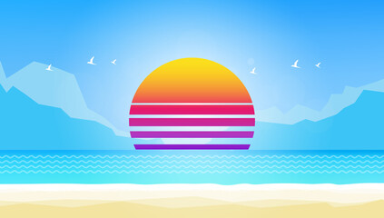 Creative Abstract Summer Landscape Vector, with Space for Your Text.