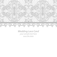 Lace Wedding Invitation delicate card. Vector illustration