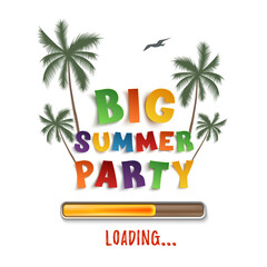 Big summer party loading poster template on.