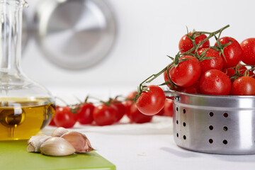 Healthy food & drink Italian healthy lifestyle. Mediterranean fresh vegetables spices &  herbs.