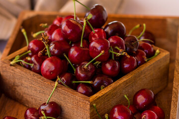 Cherry in a wooden box