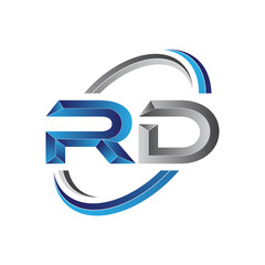 Simple initial letter logo modern swoosh RD