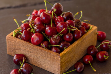 Cherry in a wooden box