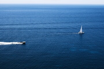 sea horizon wioth yaachts on it in ibiza