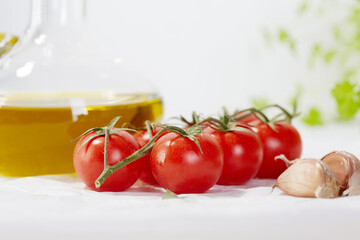 Healthy food & drink Italian healthy lifestyle. Mediterranean fresh vegetables spices &  herbs.