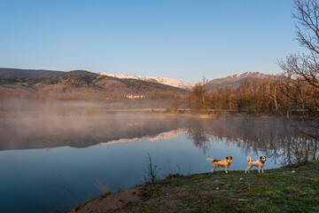 Fototapeta premium Sunrise on Lake Plastira in Karditsa Region, Greece