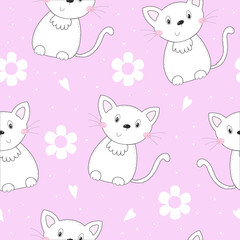 Cute cats colorful seamless pattern background