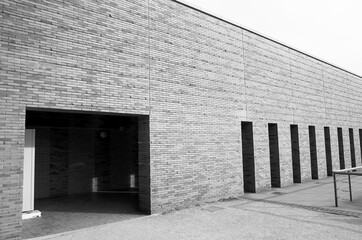 Brick Building in black and white color