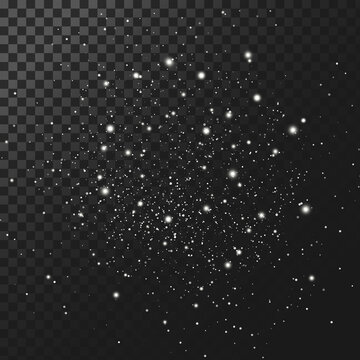 Vector background, texture night starry sky. Element for design, light effect, cluster of white glowing sparks