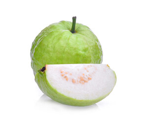 fresh guava fruit with slice solated on white background