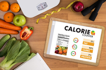 CALORIE  counting counter application Medical eating healthy Diet concept