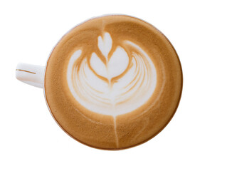 cup of coffee latte art isolated on white background