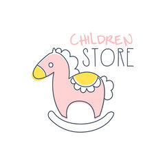 Children store logo colorful hand drawn vector Illustration