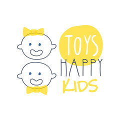 Toys happy kids logo colorful hand drawn
