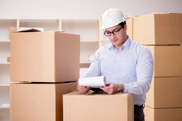 Man working in box delivery relocation service