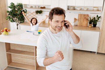Father and daughter receiving great news