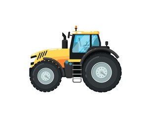 Fototapeta na wymiar Modern agriculture tractor isolated vector illustration. Rural industrial farm equipment machinery, comercial transport, agricultural vehicle in flat design