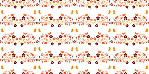 Set seamless pattern with autumn flowers. For design, wallpaper, cover invitation, fabric and textile. Vector floral pattern.