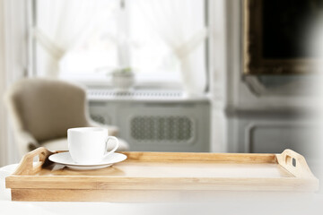 wooden desk space and window place 